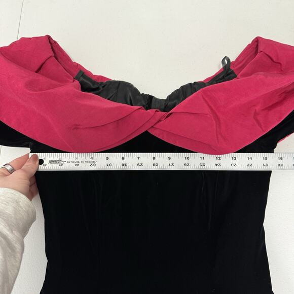 Vintage Scott McClintock Women Dress 6 Pink Velvet Taffeta Midi Off Shoulder 80s - Picture 6 of 14